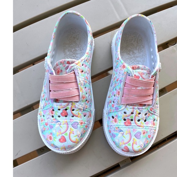 Blowfish Other - Blowfish Kids Slip On Sneaker Shoes Unicorn Heart Floral Pattern Girls S10